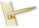 Polished Brass Luxor-style Active Door Handle Sets with Square Escutcheon