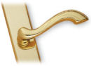Lifetime Brass Normandy-style Active Door Handle Sets with Contoured Escutcheon