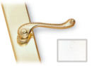 White Piedmont-style Active Door Handle Sets with Contoured Escutcheon